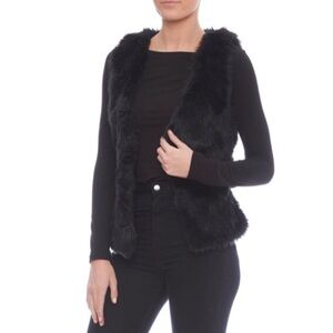 LOVE TREE Faux Fur Vest Black
